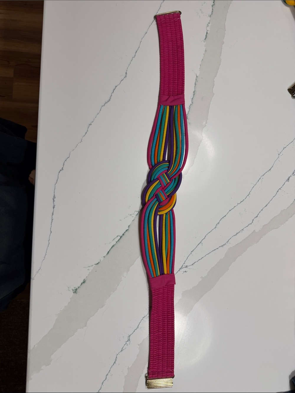 VTG Multicolor Knotted Elastic Waist Belt - Pink